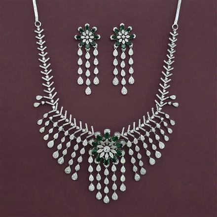 American Diamond Classic Necklace with Rhodium Plating