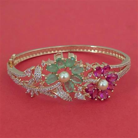 American Diamond Pearl Kada with Carat Plating