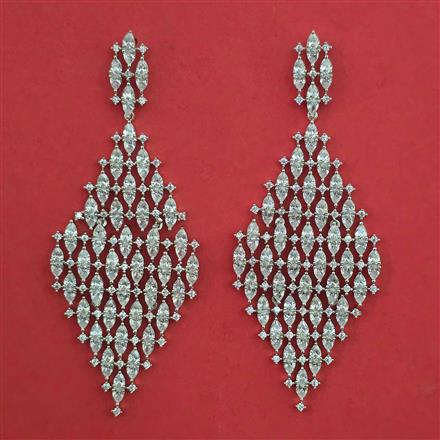 American Diamond Long Earring with Rhodium Plating 2 Tone Plating Mehndi Plating Carat Plating