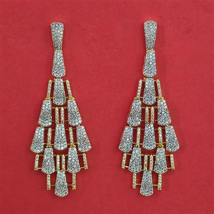American Diamond Classic Earring with Rhodium Plating 2 Tone Plating Mehndi Plating
