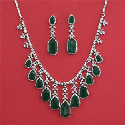 American Diamond Classic Necklace with Rhodium Plating