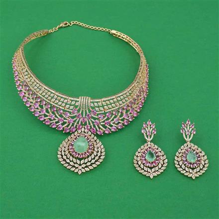 American Diamond Choker Necklace with Carat Plating