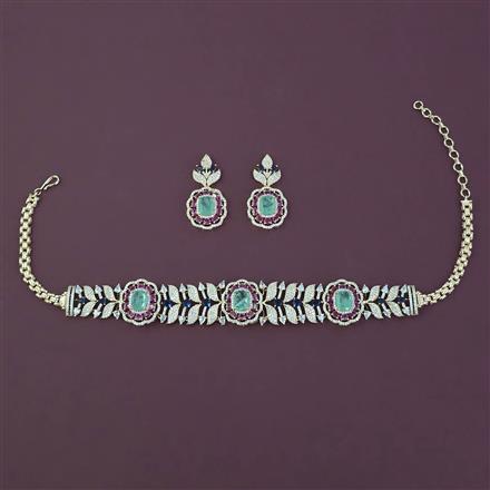 American Diamond Choker Necklace with Carat Plating