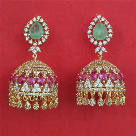 American Diamond Jhumki with Carat Plating