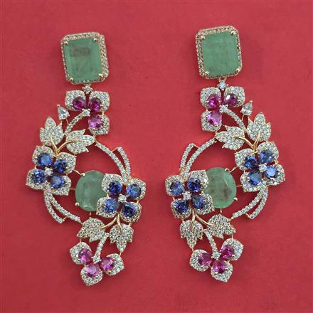 American Diamond Long Earring with Carat Plating