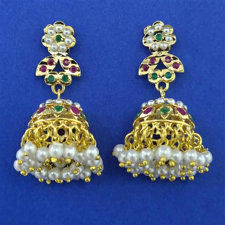 American Diamond Jhumki with Gold Plating