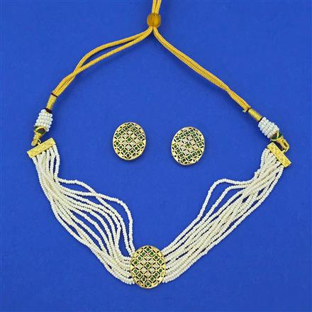 American Diamond Choker Necklace with Gold Plating