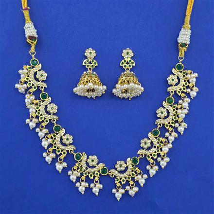 American Diamond Choker Necklace with Gold Plating