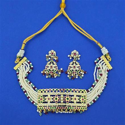 American Diamond Choker Necklace with Gold Plating