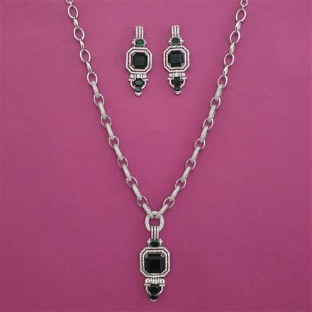 American Diamond Classic Necklace with Rhodium Plating
