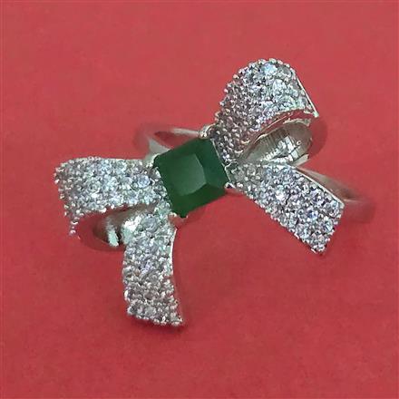 American Diamond Classic Ring with Rhodium Plating