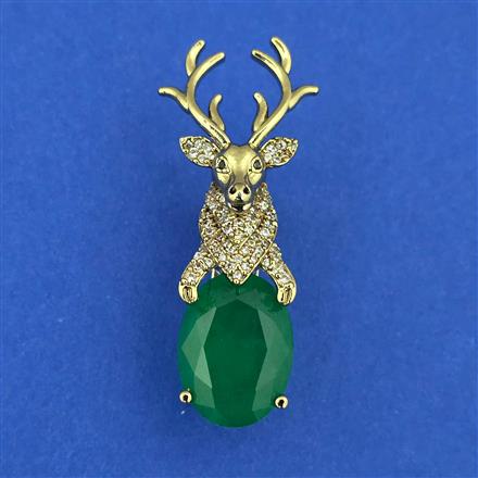 American Diamond Animal Brooch with Mehndi Plating