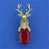 American Diamond Animal Brooch with Mehndi Plating