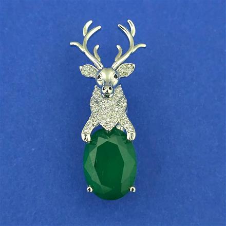 American Diamond Animal Brooch with Rhodium Plating