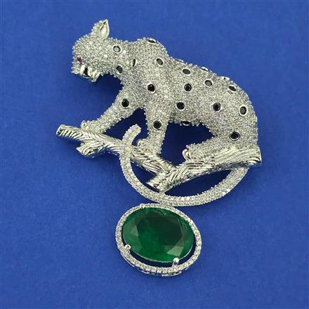 American Diamond Animal Brooch with Rhodium Plating