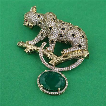 American Diamond Animal Brooch with Mehndi Plating