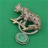 American Diamond Animal Brooch with Mehndi Plating