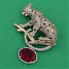 American Diamond Animal Brooch with Mehndi Plating