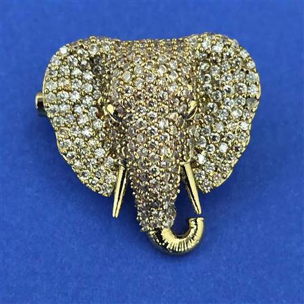 American Diamond Animal Brooch with Rhodium Plating Mehndi Plating