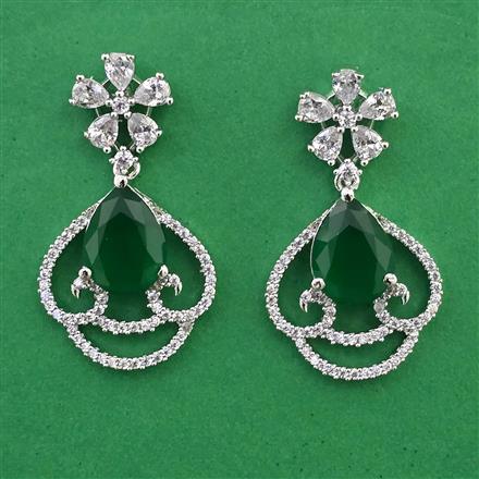 American Diamond Classic Earring with Rhodium Plating