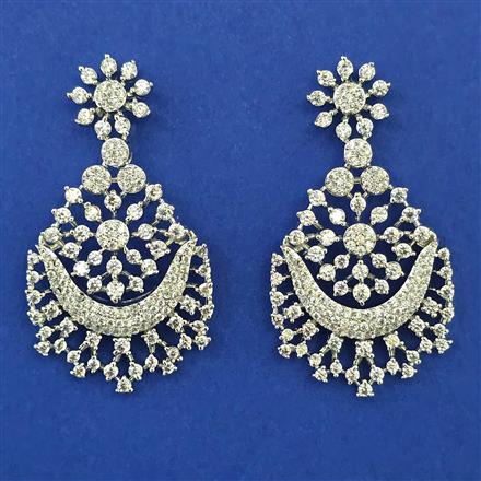 American Diamond Classic Earring with Rhodium Plating 2 Tone Plating Mehndi Plating