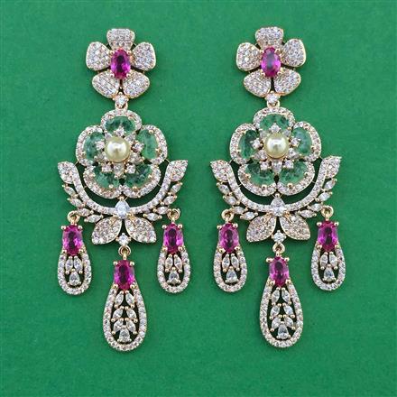 American Diamond Pearl Earring with Carat Plating