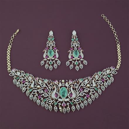 American Diamond Hazoorilal Necklace with Carat Plating