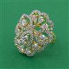 American Diamond Adjustable Ring with Rhodium Plating 2 Tone Plating Mehndi Plating