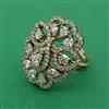 American Diamond Adjustable Ring with Rhodium Plating 2 Tone Plating Mehndi Plating