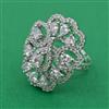 American Diamond Adjustable Ring with Rhodium Plating 2 Tone Plating Mehndi Plating