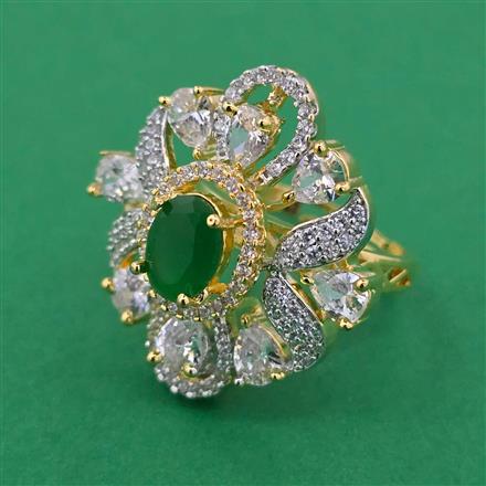 American Diamond Adjustable Ring with 2 Tone Plating