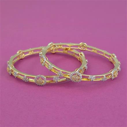American Diamond 2 Pc Classic Bangles with 2 Tone Plating