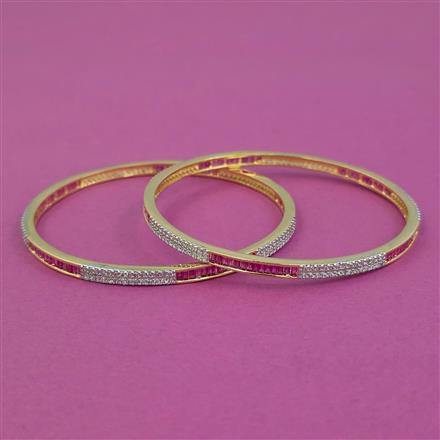 American Diamond 2 Pc Classic Bangles with 2 Tone Plating