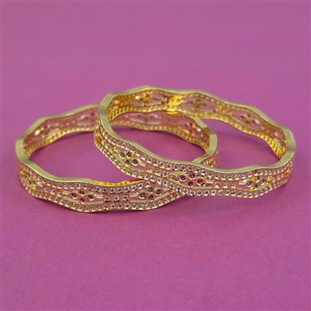American Diamond 2 Pc Classic Bangles with Gold Plating