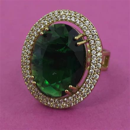 American Diamond Adjustable Ring with Mehndi Plating