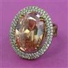 American Diamond Adjustable Ring with Mehndi Plating