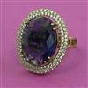 American Diamond Adjustable Ring with Mehndi Plating
