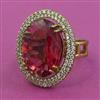 American Diamond Adjustable Ring with Mehndi Plating