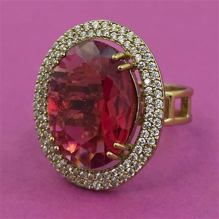 American Diamond Adjustable Ring with Mehndi Plating