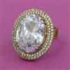 American Diamond Adjustable Ring with Mehndi Plating