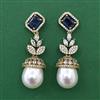 American Diamond Pearl Earring with Mehndi Plating