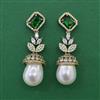 American Diamond Pearl Earring with Mehndi Plating