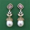 American Diamond Pearl Earring with Mehndi Plating
