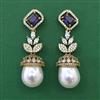 American Diamond Pearl Earring with Mehndi Plating