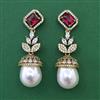 American Diamond Pearl Earring with Mehndi Plating