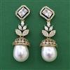 American Diamond Pearl Earring with Mehndi Plating
