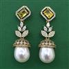 American Diamond Pearl Earring with Mehndi Plating