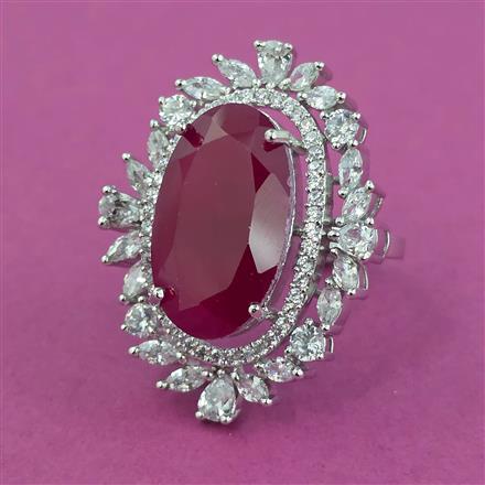 American Diamond Adjustable Ring with Rhodium Plating
