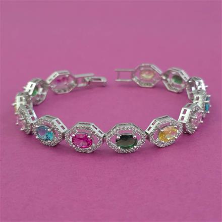 American Diamond Openable Bracelet with Rhodium Plating
