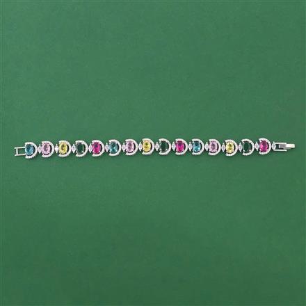 American Diamond Openable Bracelet with Rhodium Plating Mehndi Plating